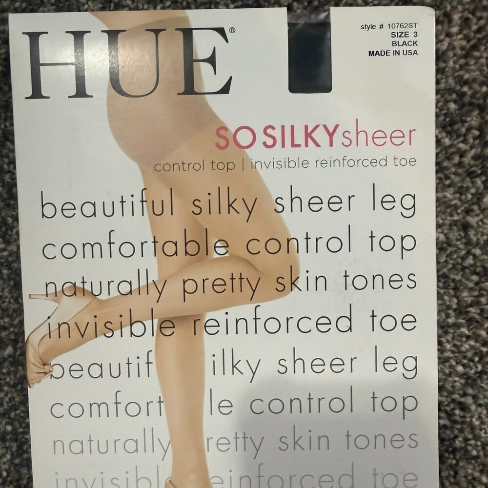 HUE So Silky sheer tights, black color, NWT, size 3